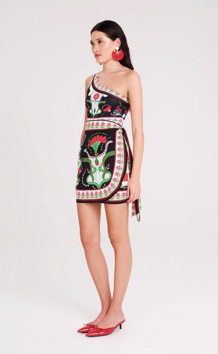 POMEGRANATE WRAP MINI SKIRT