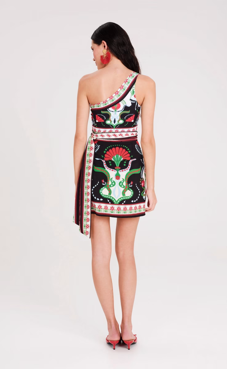 POMEGRANATE WRAP MINI SKIRT