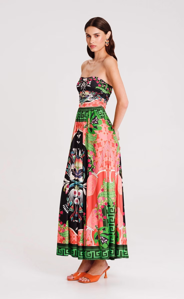 RAINFOREST STRAPLESS LONG DRESS