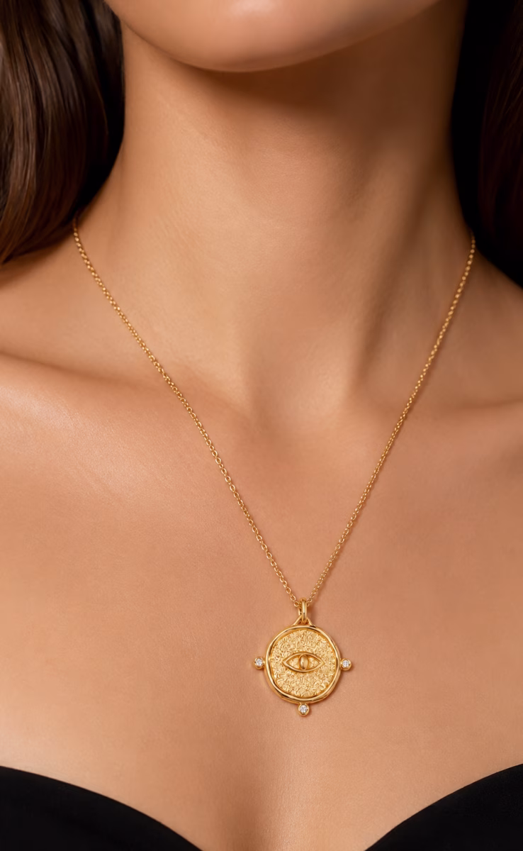 BIG EYE TALISMAN THIN CHAIN CLEAR WHITE