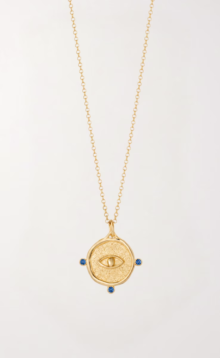 SMALL EYE TALISMAN BLUE ZIRCON NECKLACE