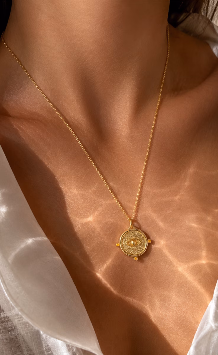 SMALL EYE TALISMAN ORANGE NECKLACE