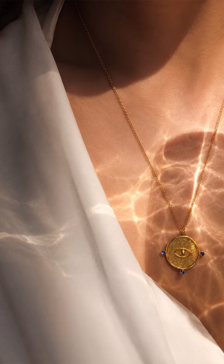 BIG EYE TALISMAN THIN CHAIN BLUE