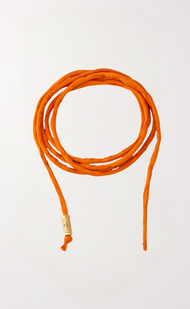 EYE CHARM SILK CORD BRACELET/NECKLACE ORANGE