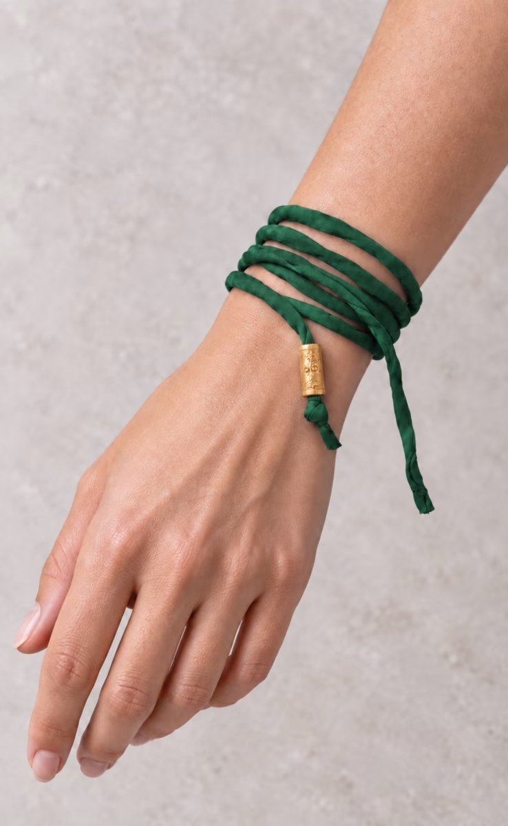 EYE CHARM SILK CORD BRACELET/NECKLACE khaki