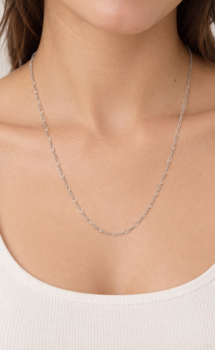 FIGARO THIN CHAIN NECKLACE SILVER 45cm