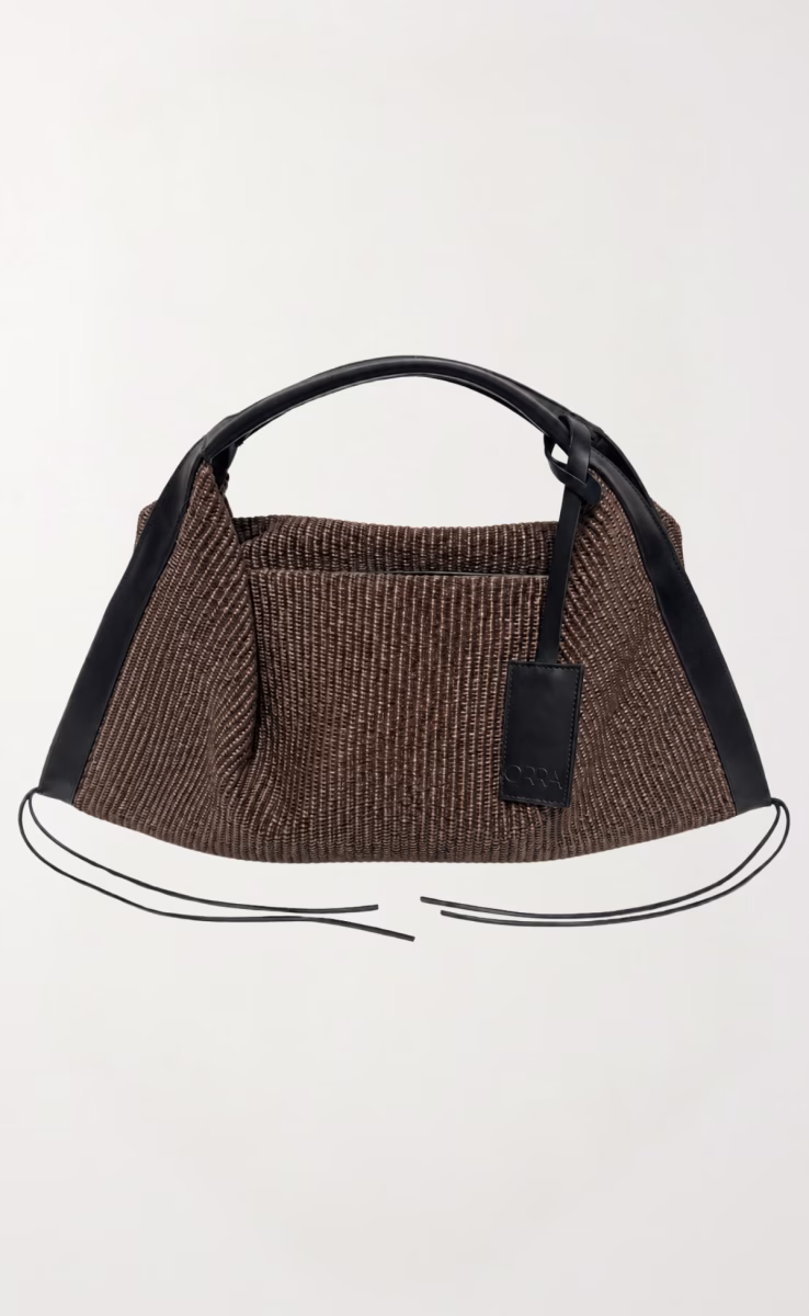 GRACE RAFFIA BAG DARK GREY