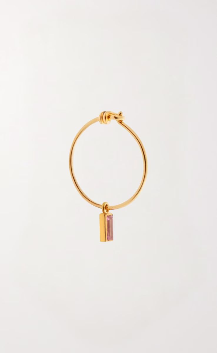TINY CRYSTAL DROP HOOPS PINK SAPPHIRES
