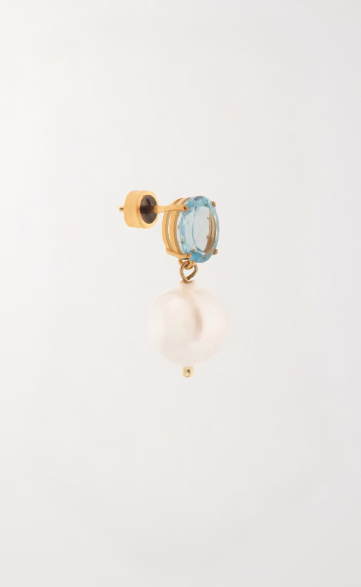 EARRINGS BUBBLE PEARL BLUE TOPAZ