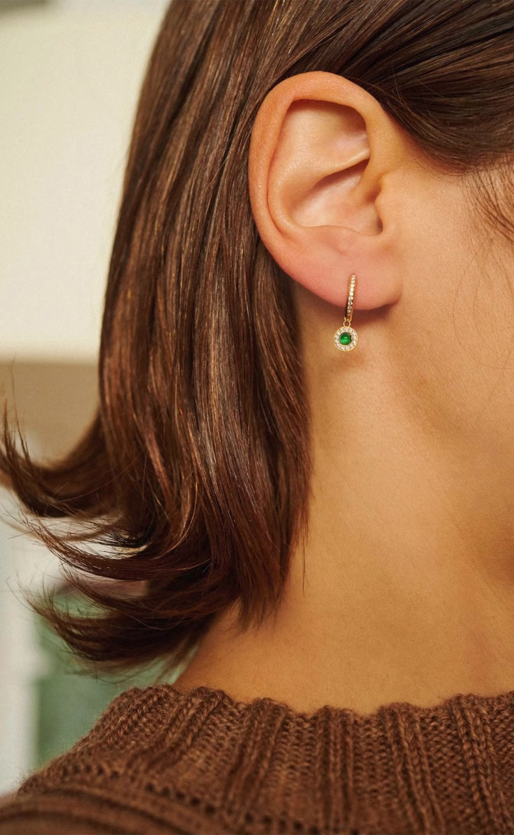 GREEN SUN MIDI HOOPS AGATE