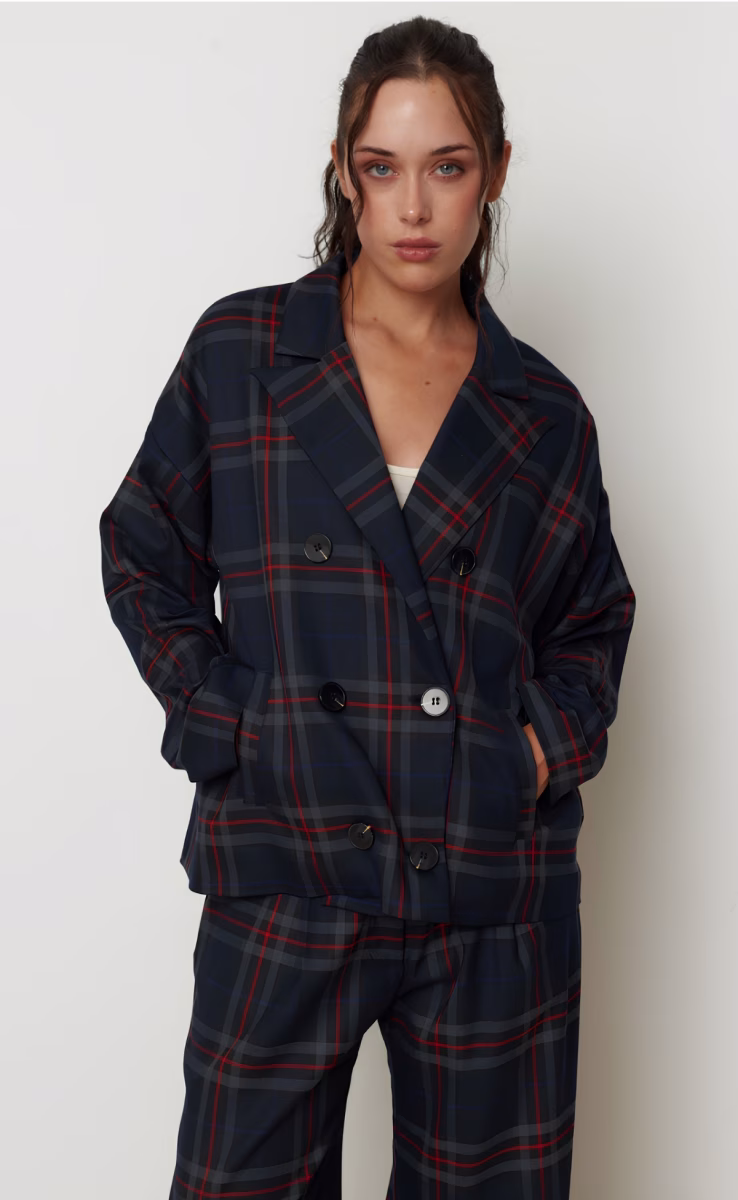 PLAID BLAZER RED