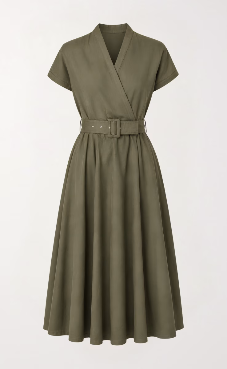FOLD OVER DRESS OLIVE