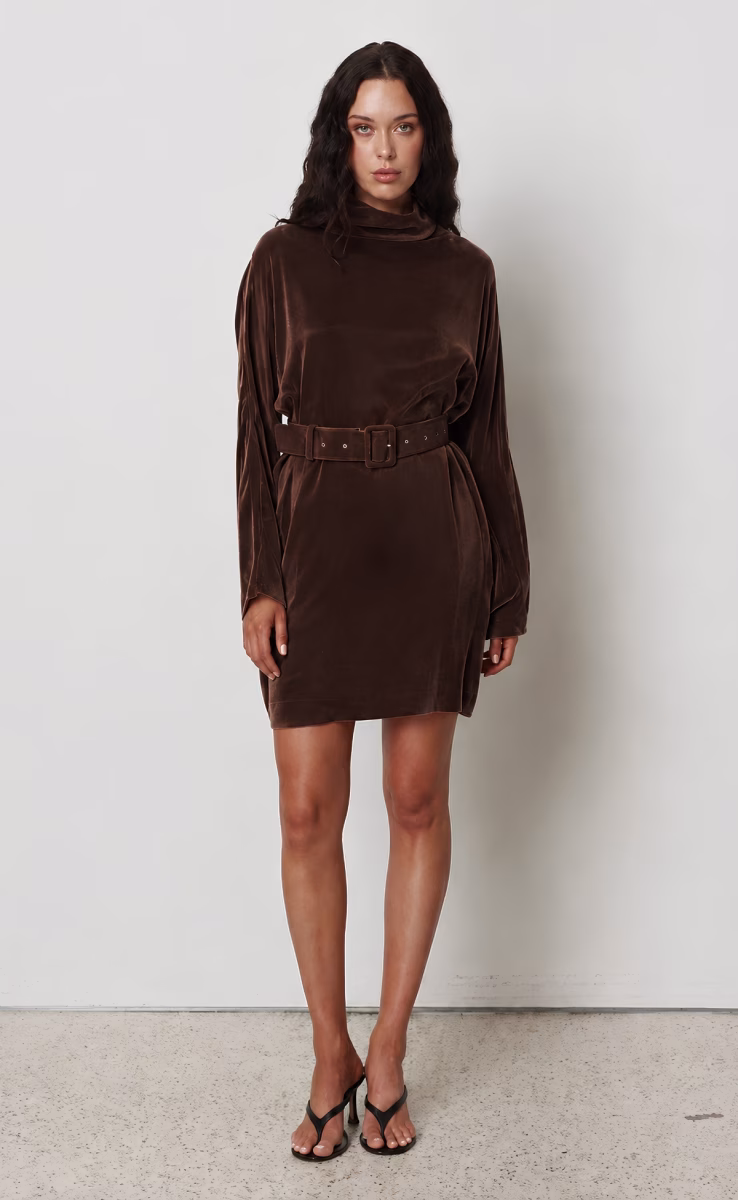 ICON MOCK DRESS BROWN