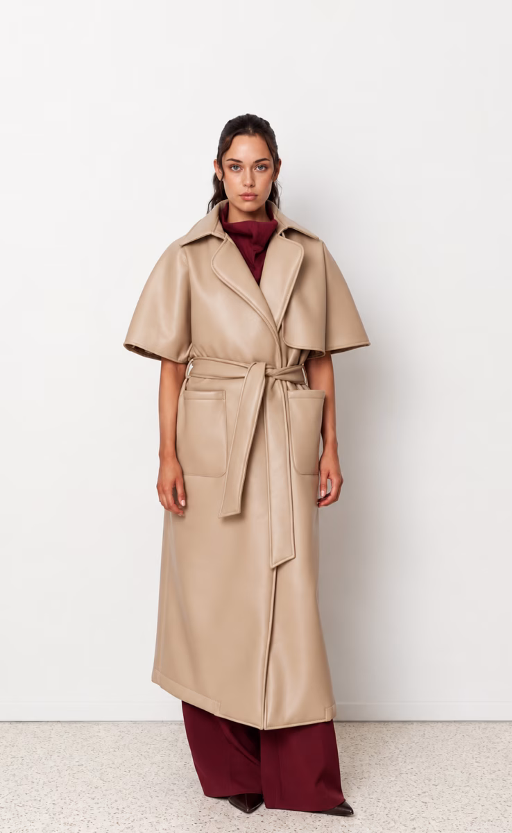 LEATHER TRENCH BEIGE