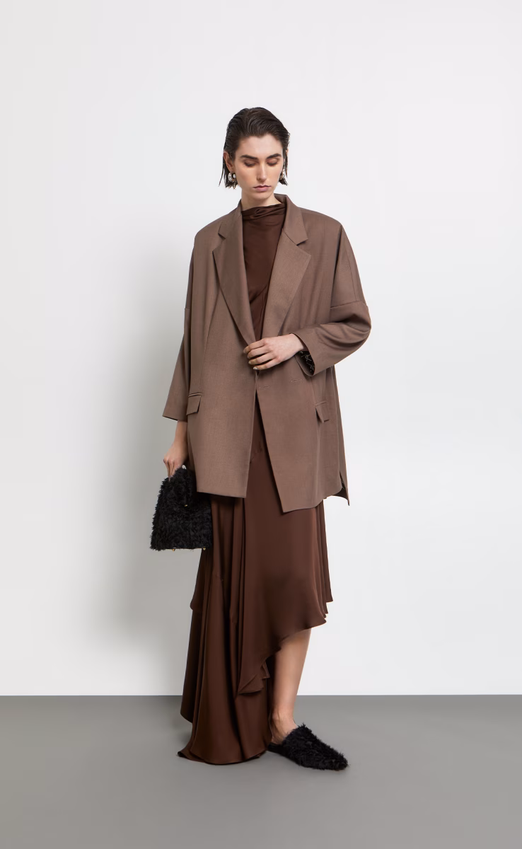 OVERSIZED BLAZERS W26225 MOCHA MELANGE