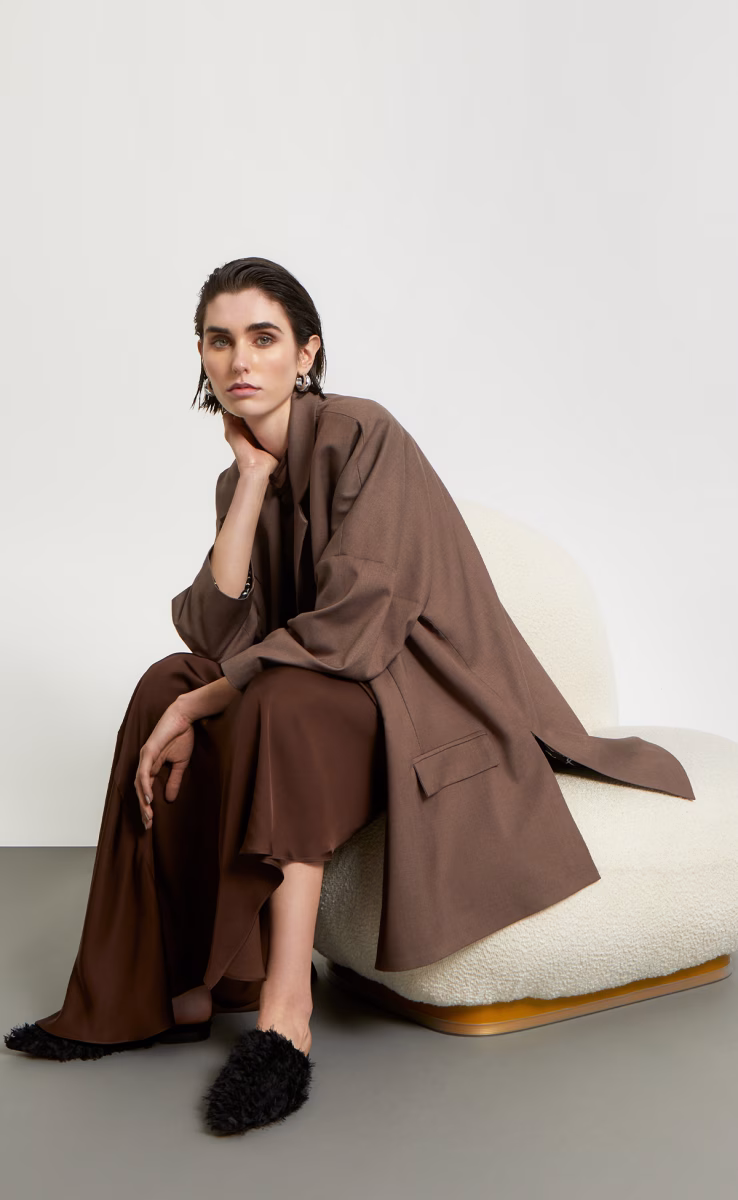 OVERSIZED BLAZERS W26225 MOCHA MELANGE