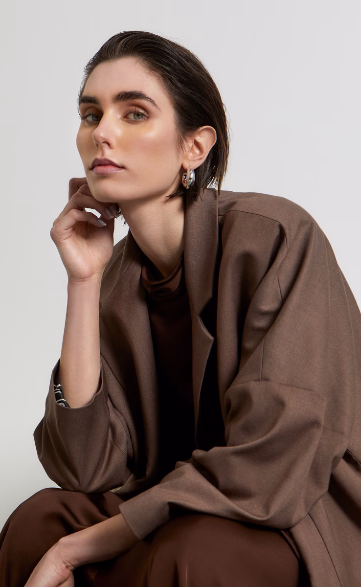 OVERSIZED BLAZERS W26225 MOCHA MELANGE