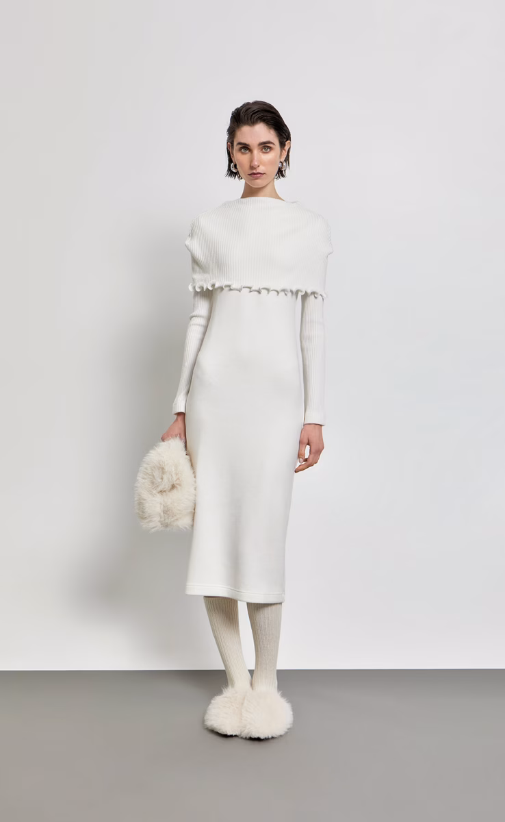 LONGSLEEVE DRESS W26242 OFF WHITE