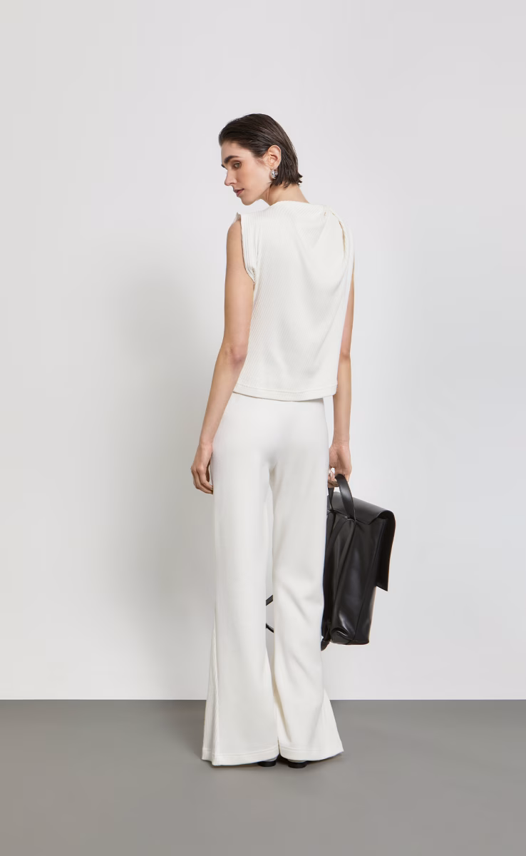 TROUSERS W26245 WITH ELASTIC WAISTBAND OFF WHITE