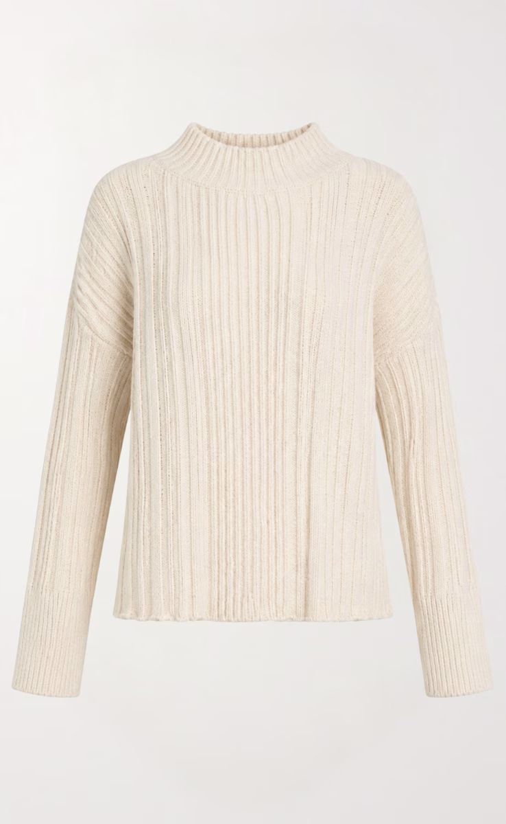 KNIT SWEATER W26919 WITH HIGH NECK ECRU