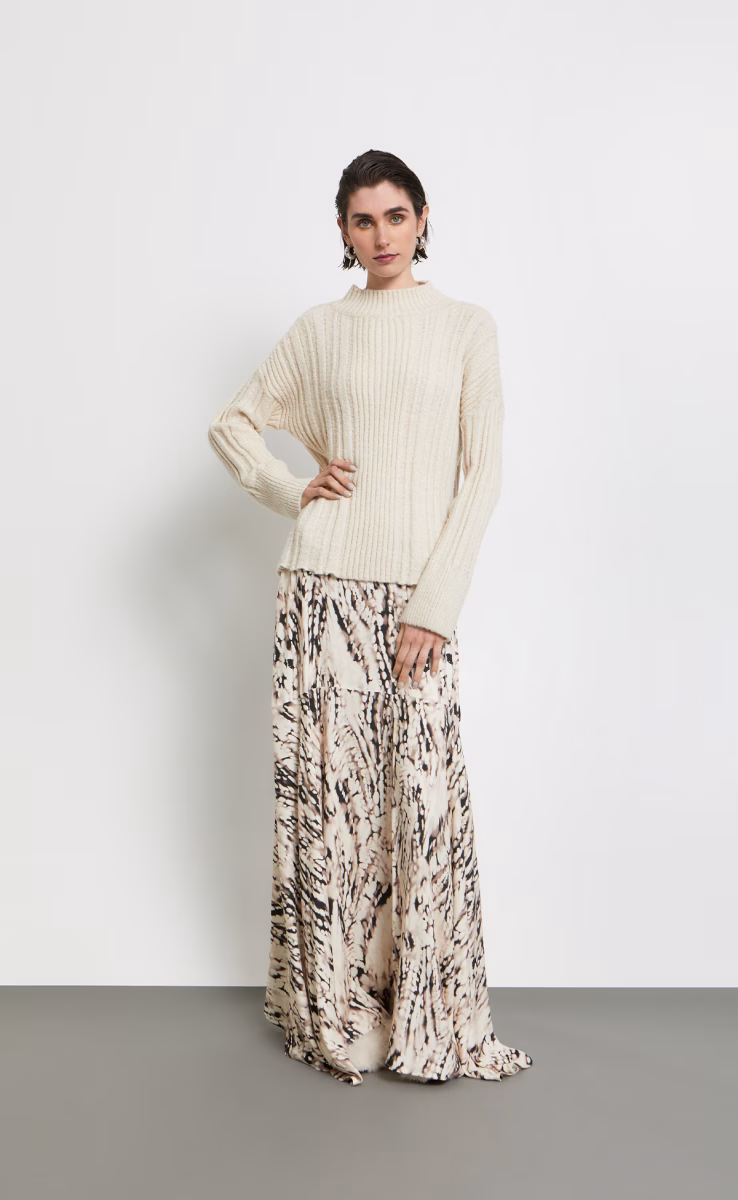KNIT SWEATER W26919 WITH HIGH NECK ECRU