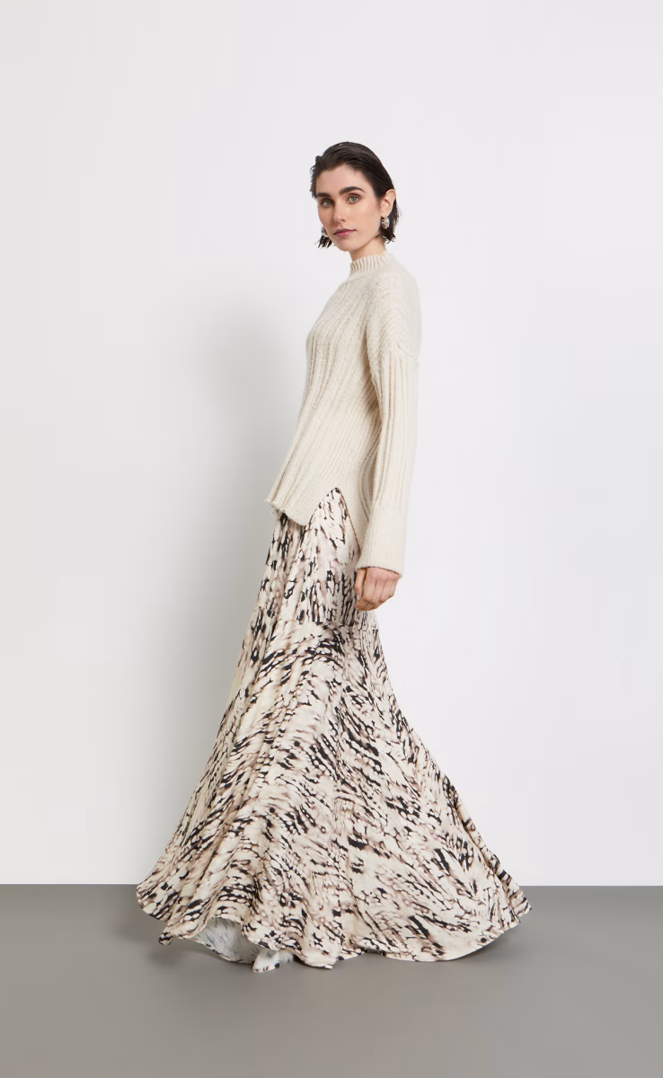 KNIT SWEATER W26919 WITH HIGH NECK ECRU