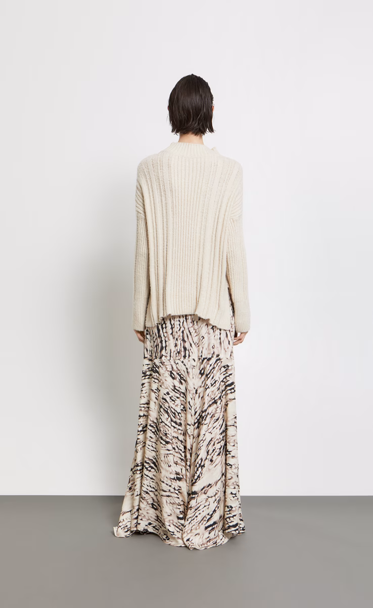 KNIT SWEATER W26919 WITH HIGH NECK ECRU