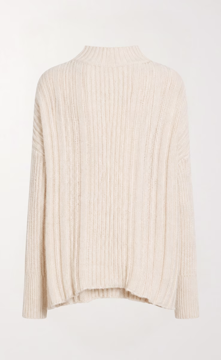 KNIT SWEATER W26919 WITH HIGH NECK ECRU