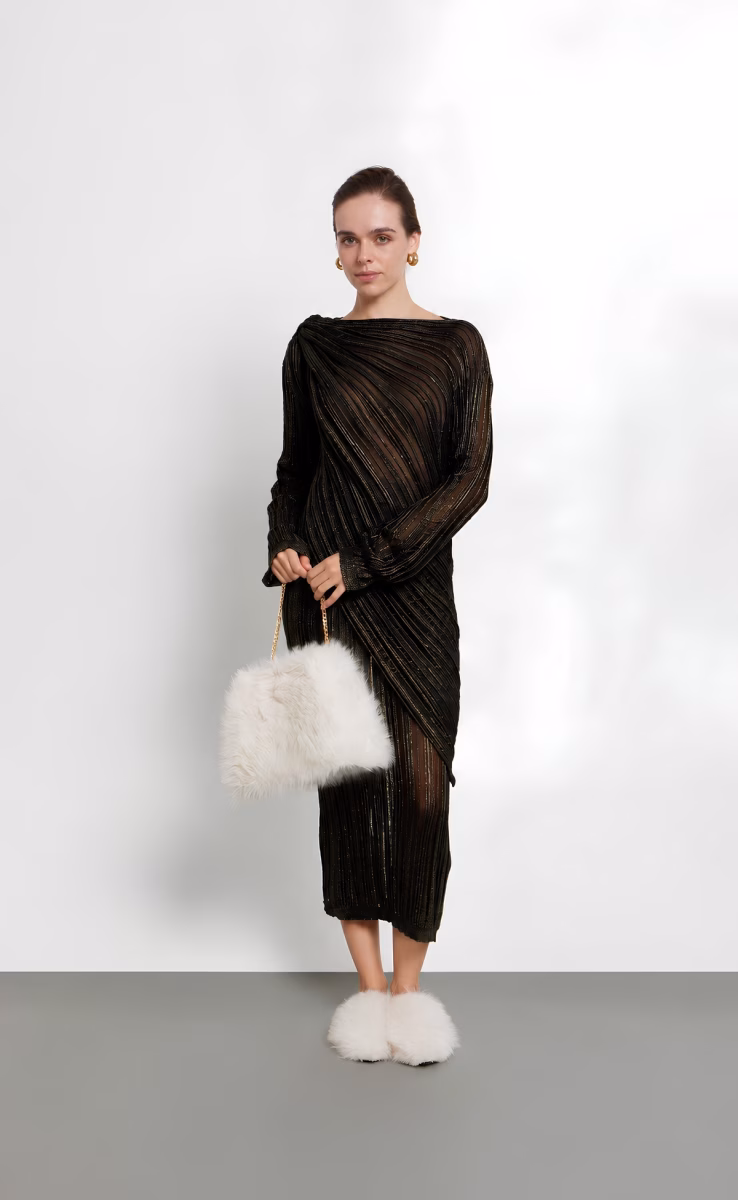 KNIT LUREX BLOUSE W26961 BLACK