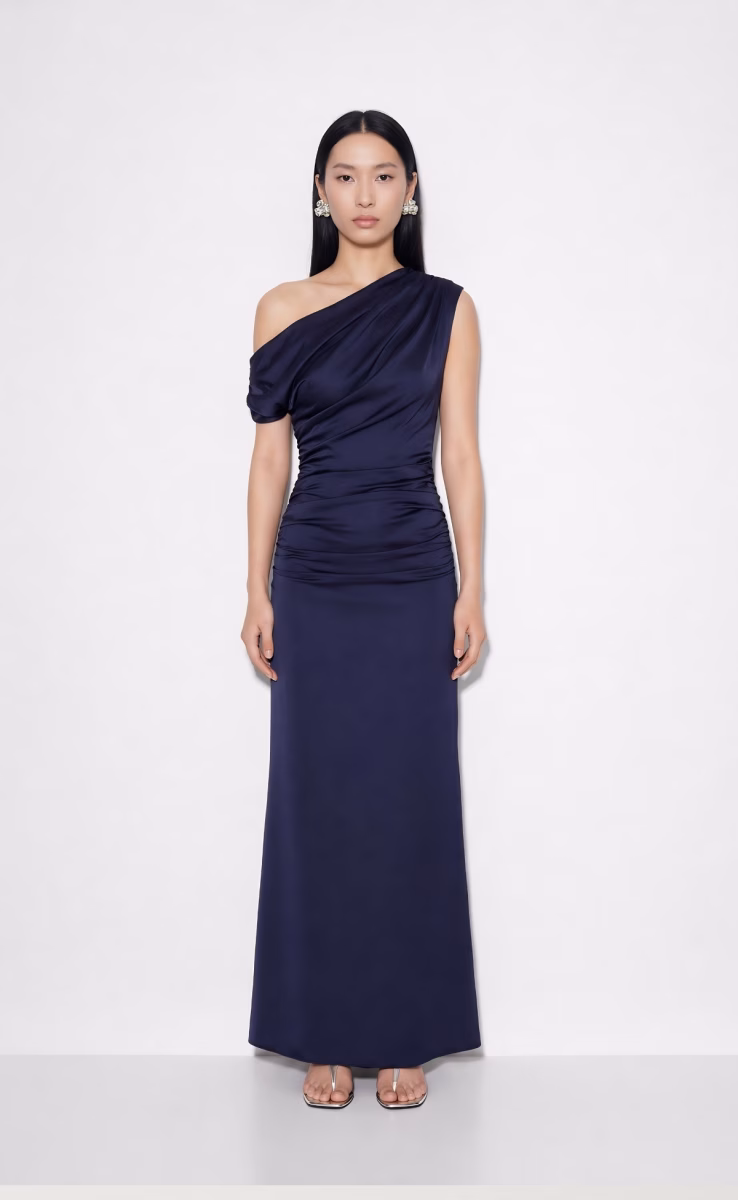 VIVIENNE SATIN MAXI DRESS NAVY