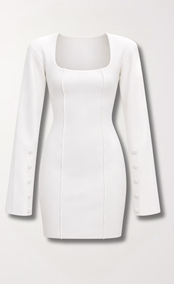 HEAVEN KNITTED MINI DRESS OFF WHITE
