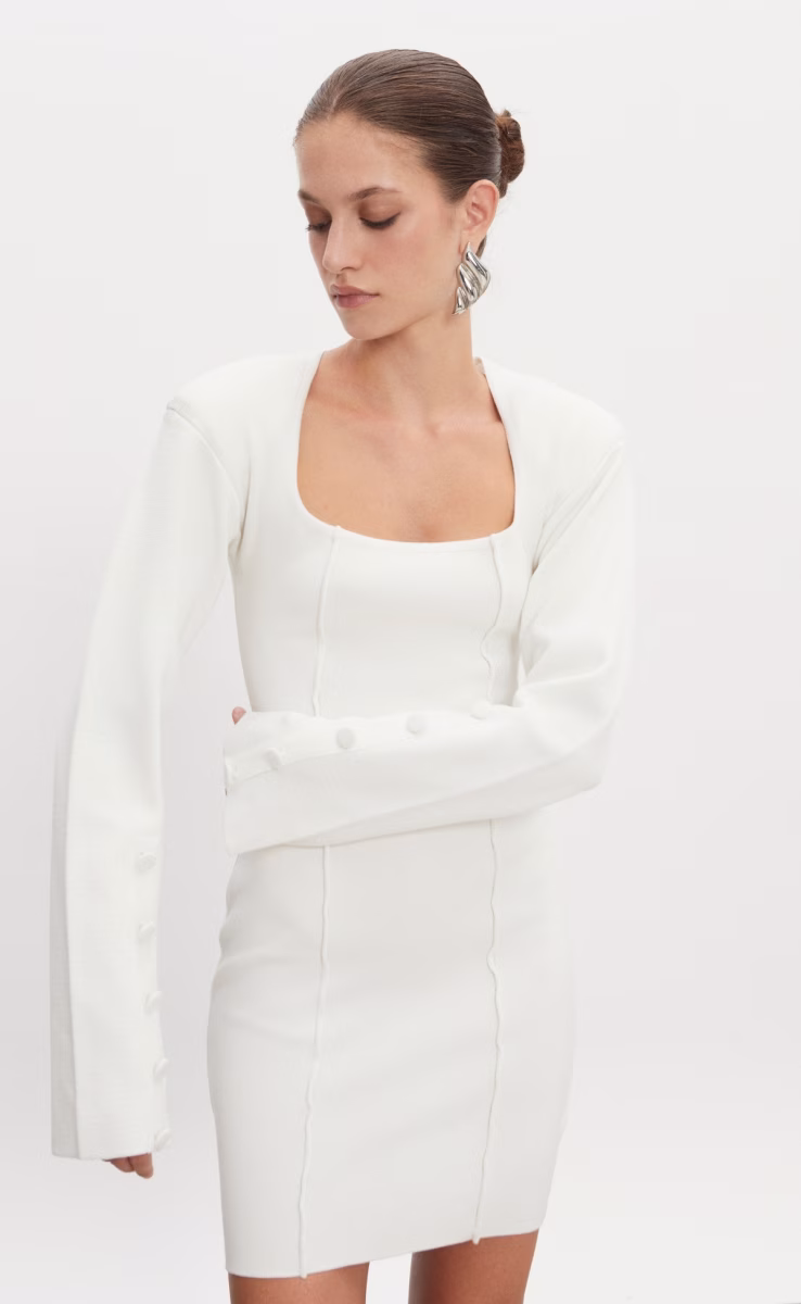 HEAVEN KNITTED MINI DRESS OFF WHITE