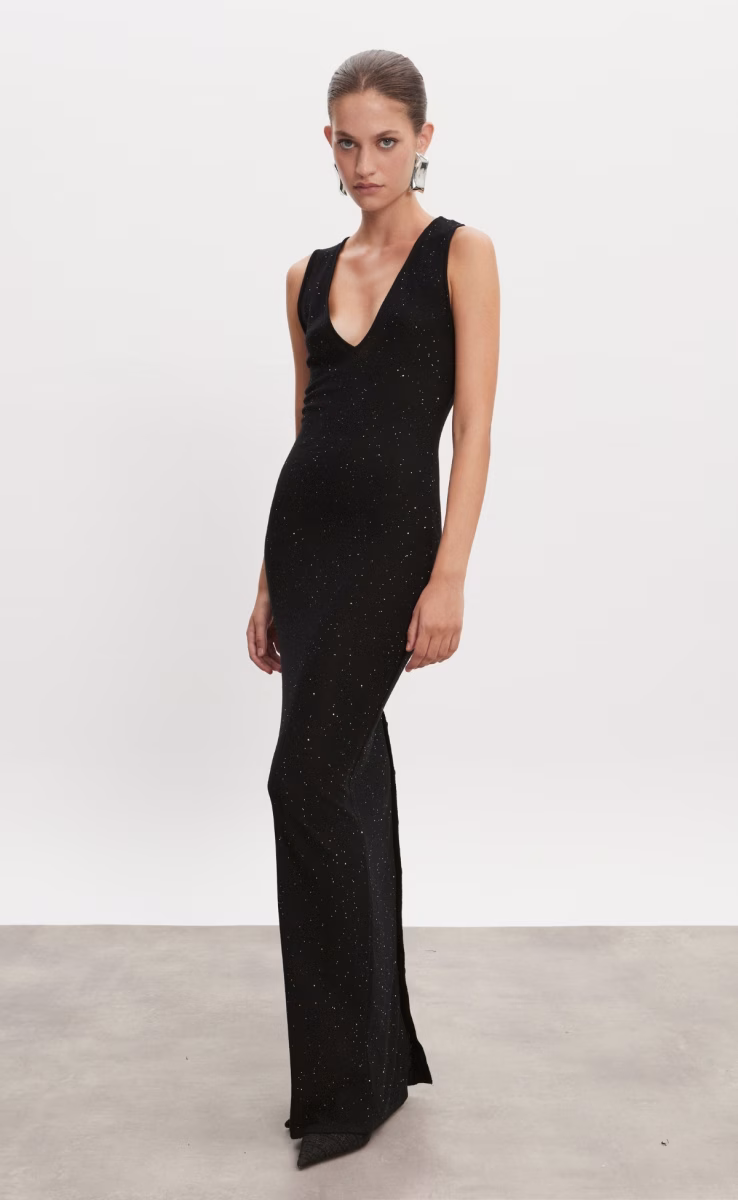 MAGNETIC KNITTED MAXI DRESS BLACK