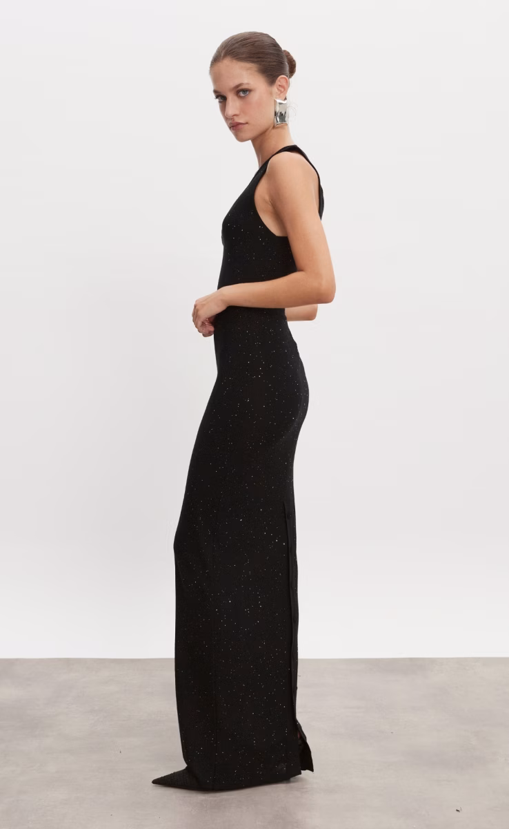 MAGNETIC KNITTED MAXI DRESS BLACK