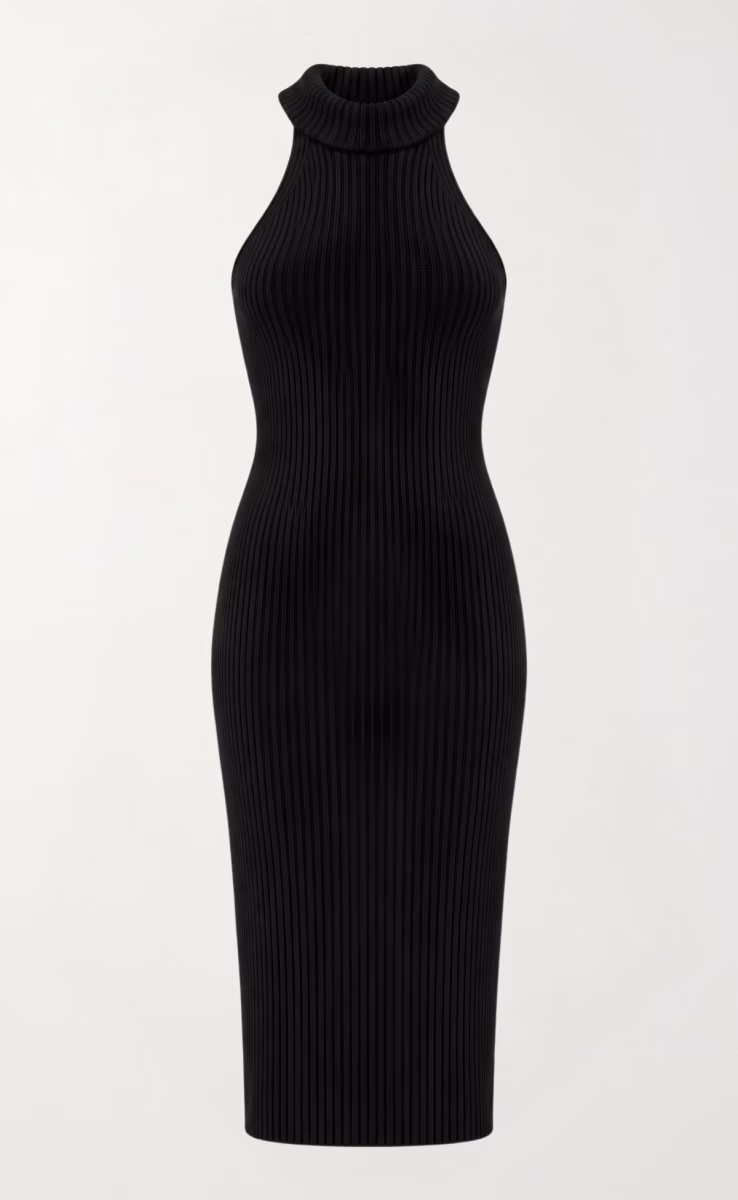 EVA KNITTED MIDI DRESS BLACK