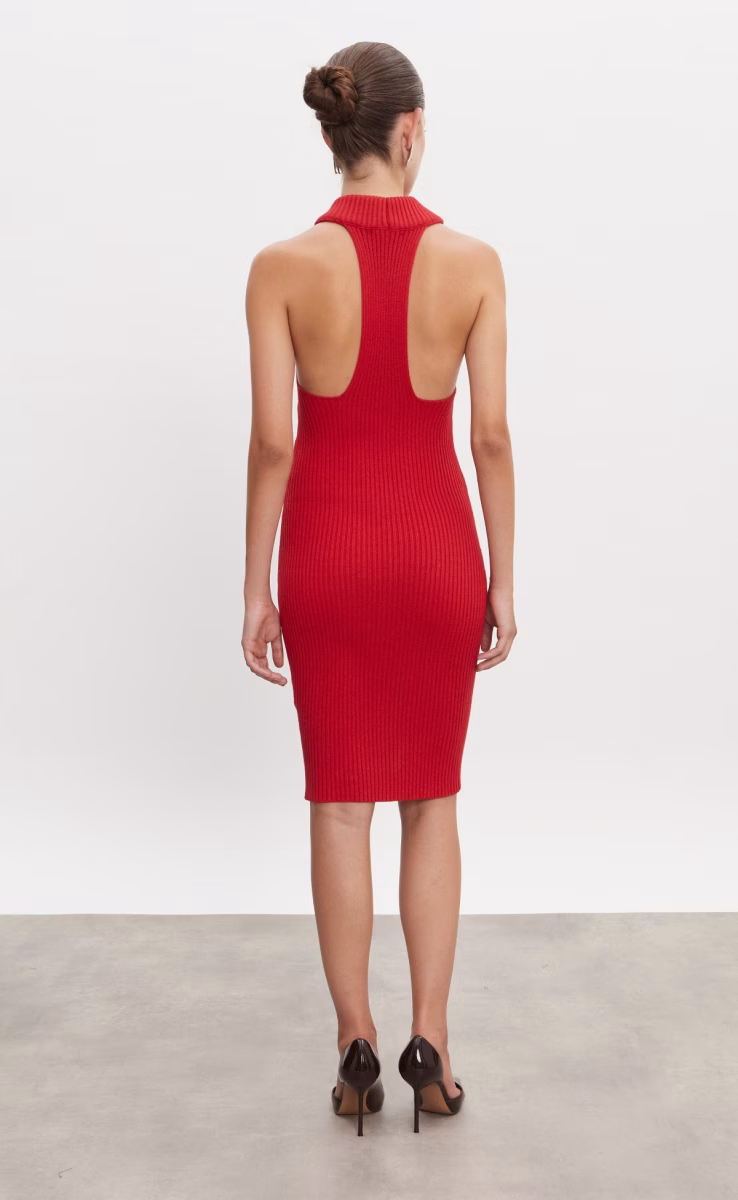 EVA KNITTED MIDI DRESS RED
