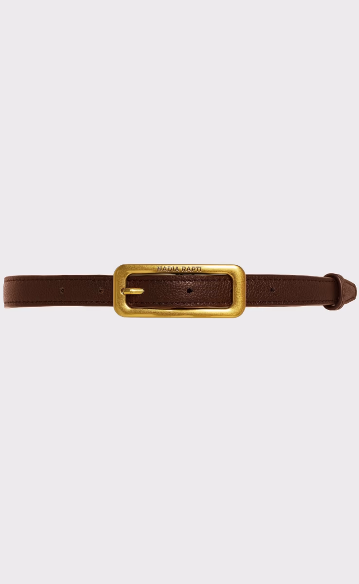 SLIM LEATHER BELT RUSTIC BROWN