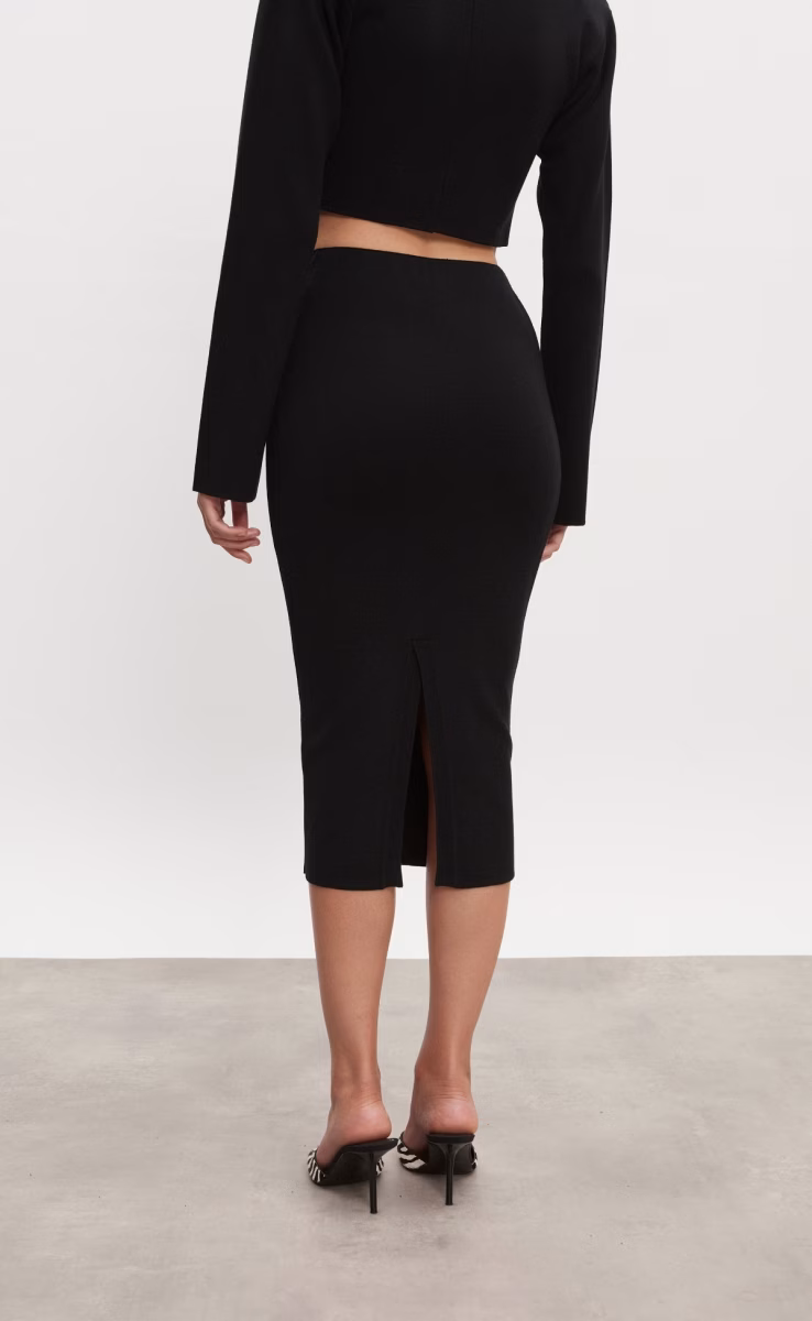HEAVEN KNITTED MIDI SKIRT BLACK