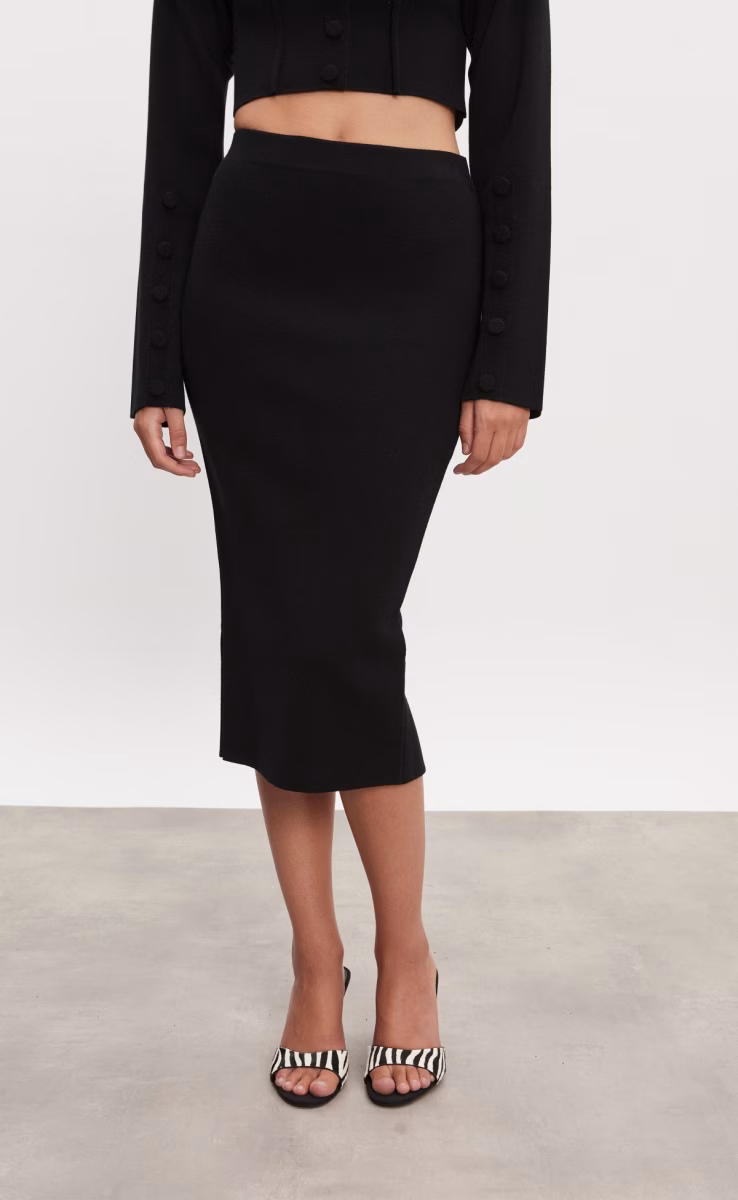 HEAVEN KNITTED MIDI SKIRT BLACK