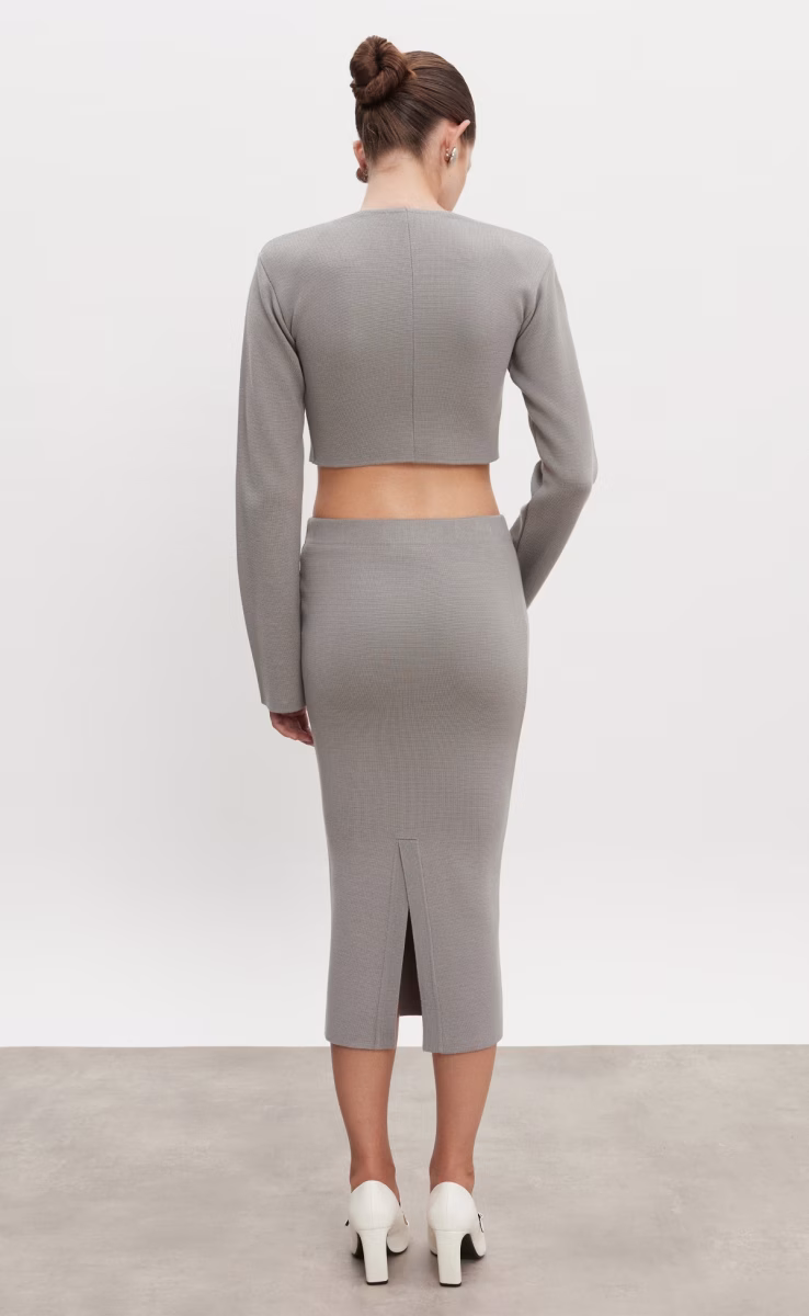 HEAVEN KNITTED MIDI SKIRT GREY