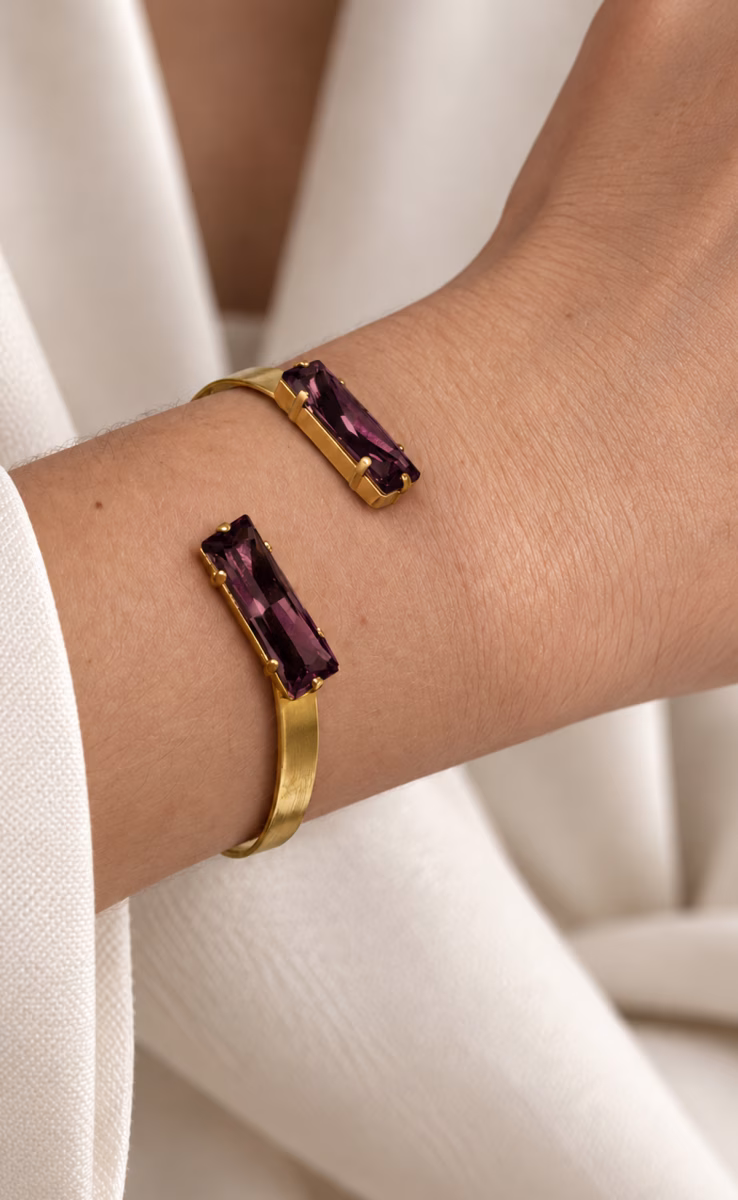 DOUBLE AMETHYST CRYSTALS BRACELET