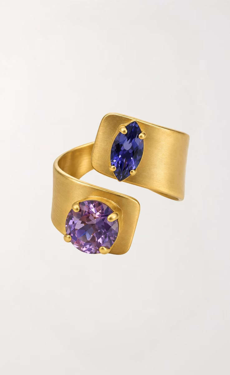 GOLD PLATED LILAQUE STONE RING
