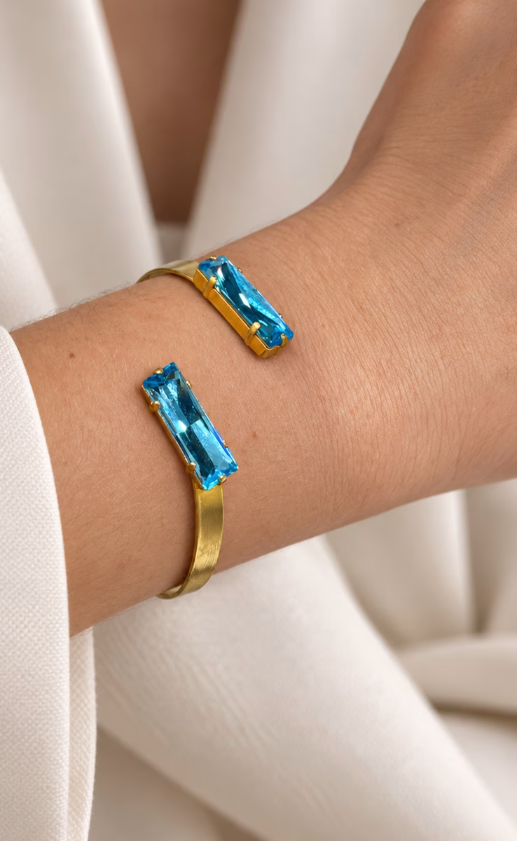 DOUBLE AQUA CRYSTALS BRACELET