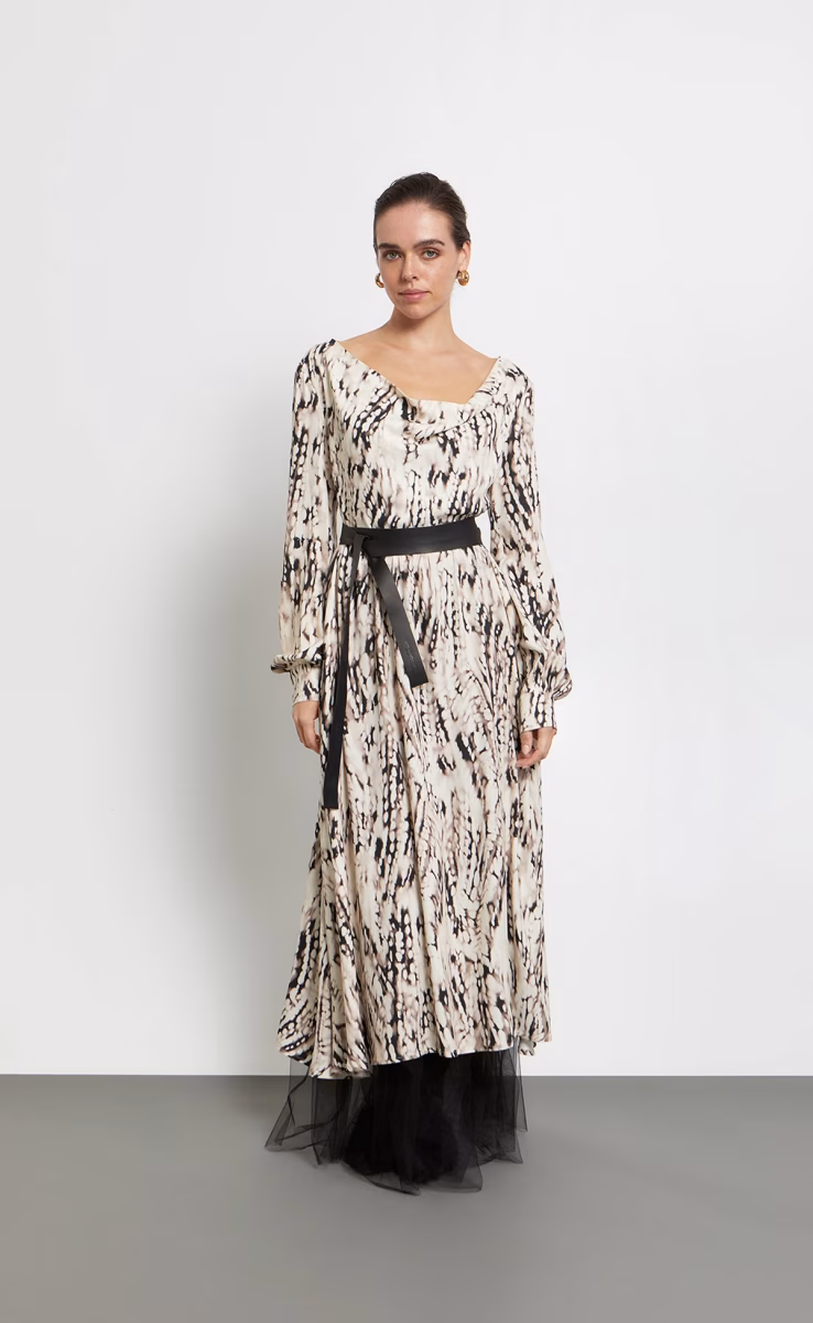 MIDI DRESS ABSTRACT PRINT