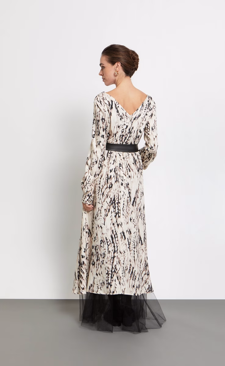 MIDI DRESS ABSTRACT PRINT