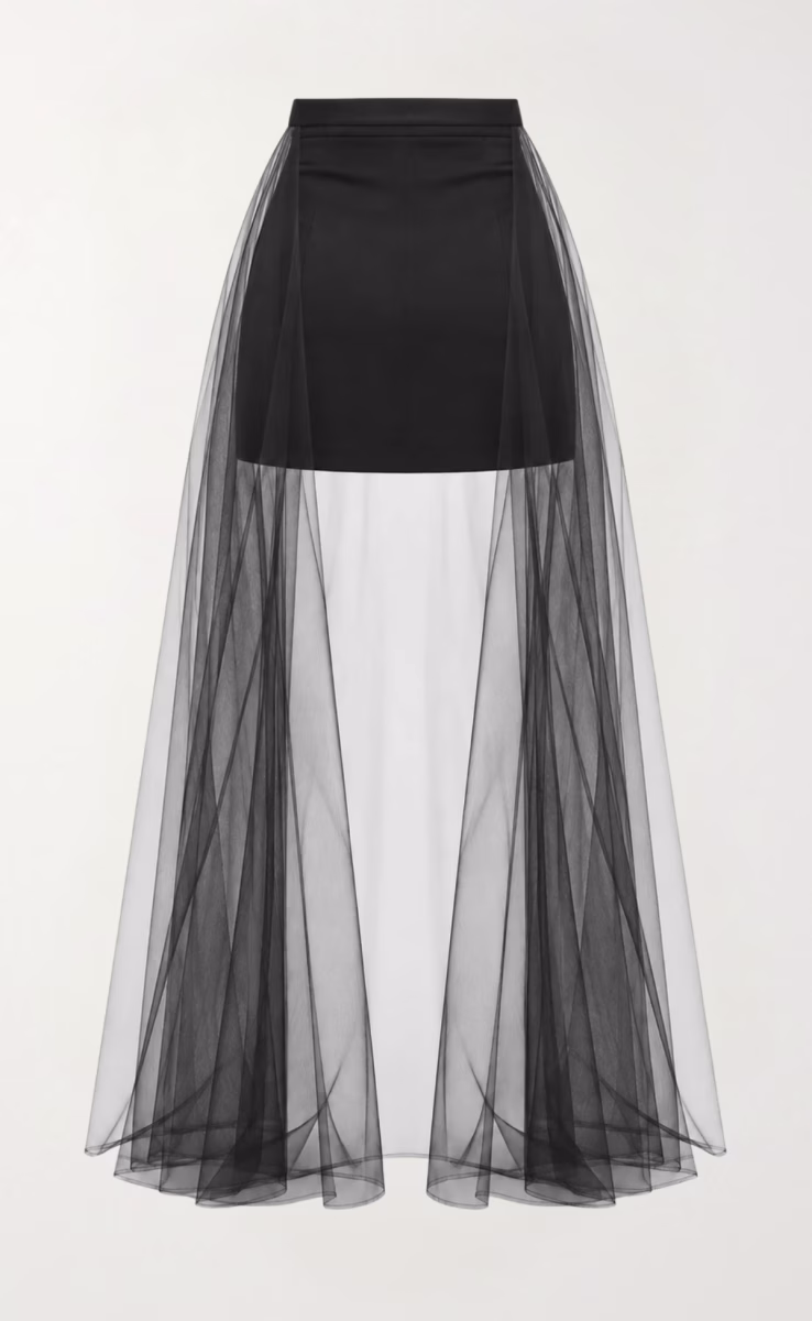 TULLE SKIRT WITH FRONT SLIT BLACK