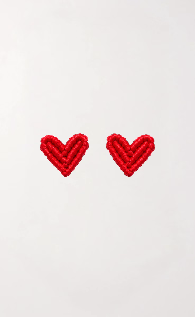 EARRINGS SMALL HEART RED