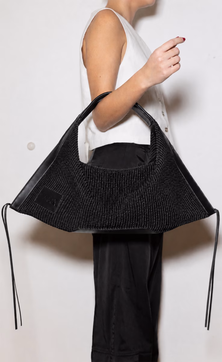 GRACE RAFFIA BAG BLACK