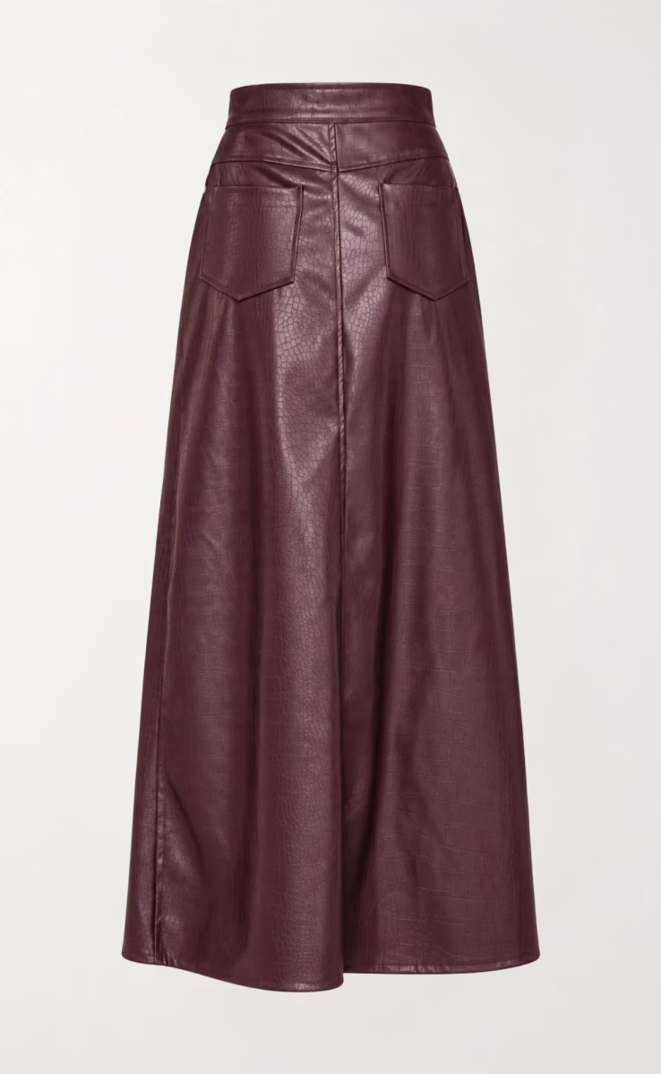 JORDAN MIDI SKIRT VEGAN LEATHER PURPLE