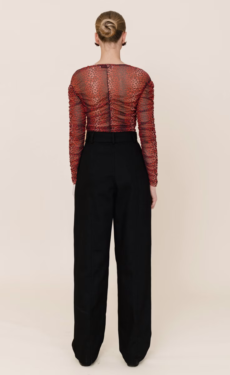 STORMI RUCHED MESH TOP LEOPARD